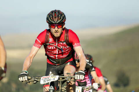 Elmar Sprink auf Fahrrad.